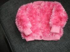 Baby Funky Fur Yarn Cardigan in Bright Pink to fit 0-6 months