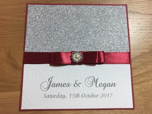 Wedding invitation silver - -,