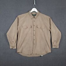 Vintage ORVIS Shirt Mens XL Khaki Green / Brown Safari Bush Canvas Long Sleeve