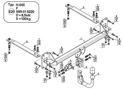 Detachable swan neck tow bar - detachable,