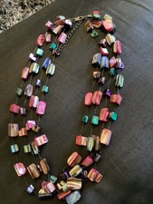 4 Rows Of  Multi Coloured Shell  Costume Jewellery Necklace