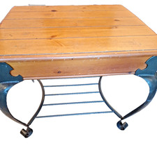 Pine Table With Curved Metal