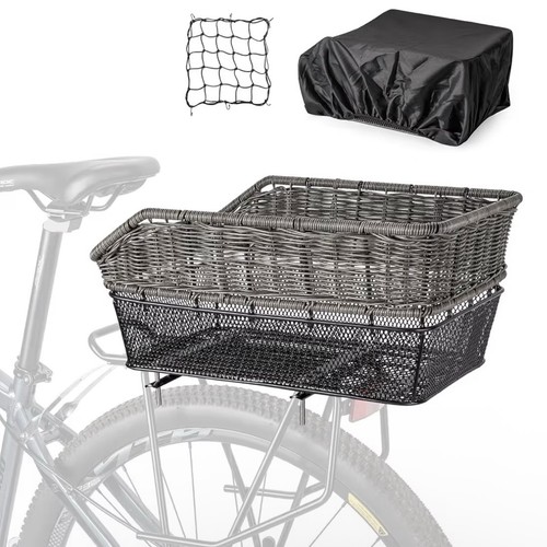 Wicker metal bike basket rear - metal,