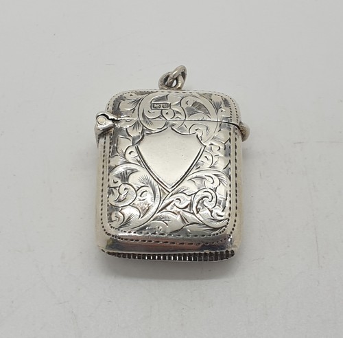 Sterling silver vesta case - silver,