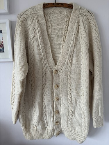 Aran style cream - cardigan, size