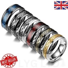 8mm Titanium Men's/Women Celtic Dragon Ring Stainless Steel Wedding Band