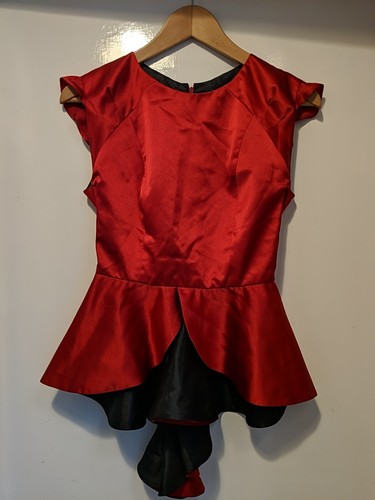 Red shiny silky satin - red, cap
