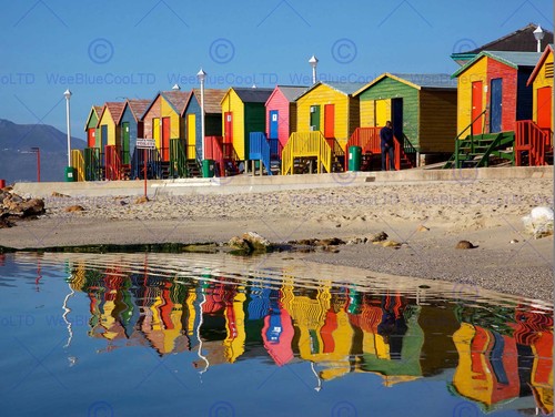 Bright beach huts seaside - bright,