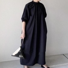 Women's Japanese Style Loose Design Pocket Casual Oversize A Line Maxi Dress