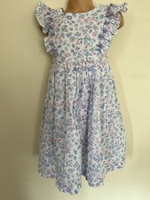 MAGGIE & ZOE WHITE COTTON PARTY HOLIDAY SUMMER DRESS LILAC POM POM AGE 4-5 YRS