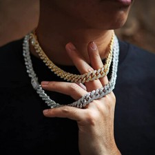 Luxury Cuban Chain Hip Hop Diamond Cut Shiny Bling Bling Full Iced Out Necklace