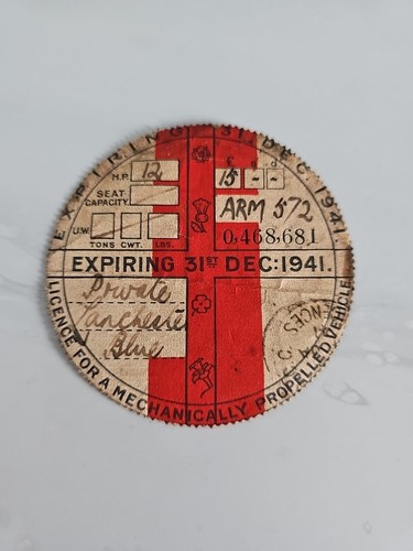 Vintage 1941 tax disc for - tax,