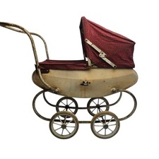 1950s Princess Dolls Pram with  Hood & Matching Rain Cover Mattress Needs DIY 