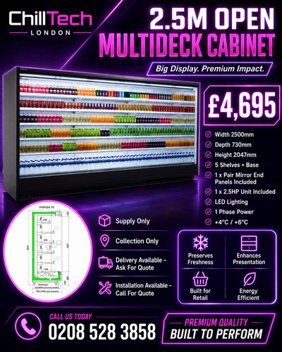 2500mm open multideck display - 2500mm,
