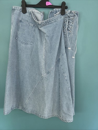 Long denim skirt with - , broken