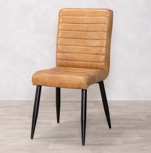 Tan leather dining chair - tan,