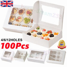 100PACK White Cupcake Boxes for 4 6 and 12 Holes Cup Cakes With Removable Trays
