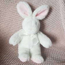 Vintage Adams Childrenswear White Bunny Rabbit Soft Plush Toy 90s Pink Ears 13"