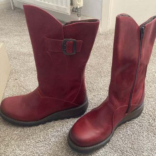 Fly london red leather - london, boots