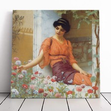 John William Godward Summer Flowers Canvas Wall Art Print Framed Picture Decor