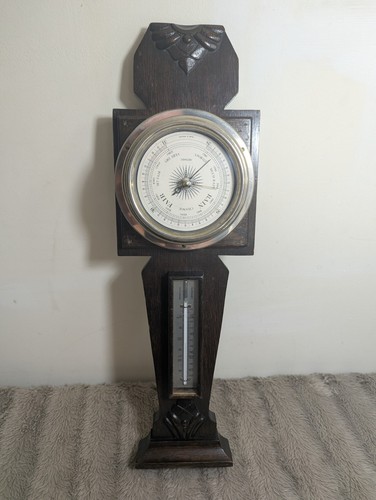 Vintage banjo barometer oak - banjo,
