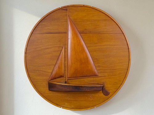 Vintage 49cm wooden sailboat - vintage,