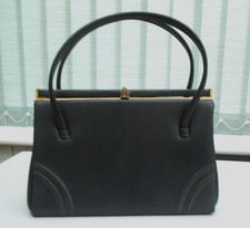 1940`s wartime style Grey True vintage snap shut kelly handbag