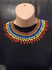 Zulu Glass Beaded Collar Necklace Multicoloured Handmade in KZN South Africa