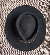 Vintage 5X fur felt Beaver Brand cowboy hat 7-1/4 black western fedora 58cm