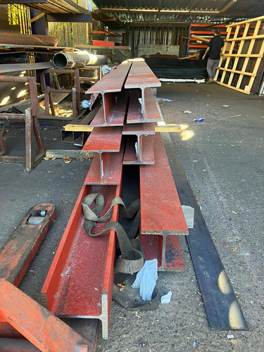 Red painted steel beam rsj - painted,