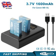 2Pcs NB-13L Battery & Dual