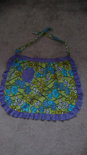 VINTAGE VIBRANT FLORAL COTTON FRILLED HALF/WAIST APRON/PINNY.