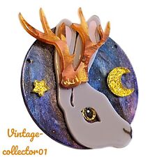 Modern Arcrylic Handmade BROOCH 3D Jackalope Rabbit Hare Antlers Myth BN Broach 