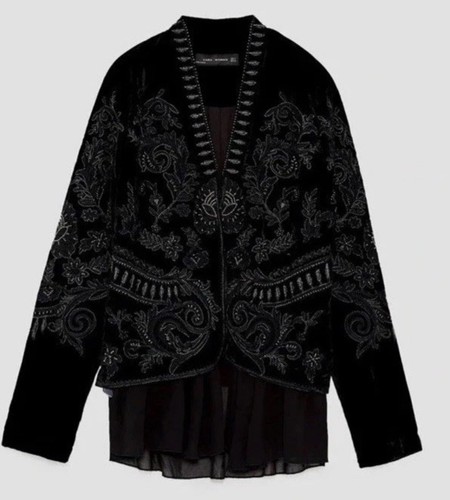 Zara black velvet kimono - black,