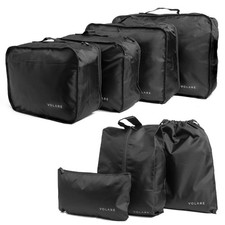 7 pcs -packing travel storage organiser suitcase backpack cubes bags - black