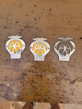 3 Vintage AA Winged Car Badges Metal Automobilia Antique Collectors UK