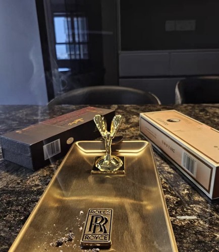 Rolls royce golden ashtray - rolls,