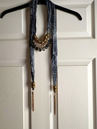 Grey fabric scarf statement - grey,