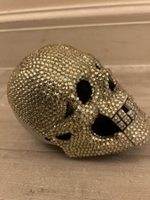 Silver Diamonte Bedazzled Skull Head Telephone Landline Gothic Home Statement