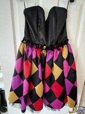 LIPSY Mini Dress Size 10 Black Boned corset w Net Harlequin skirt  vintage 