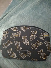 Radley Large Make Up bag. Black With  Radley Dog Abstract Print, Yellow Lining.