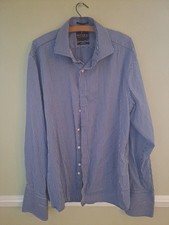 Marks And Spencer Sartorial Slim Fit Men's Fit Blue Striped Shirt. 18" Collar