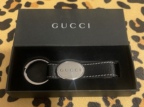 Gucci keyring black leather - black,