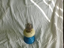 Vintage Brass painted Oil Lamp. Brass Twin Burner with wicks & Glass chimney