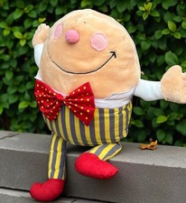 Gisela Graham Humpty Dumpty Plush Toy Red Bow Yellow Striped Trousers Vintage