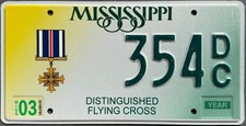 USA License Plate + MISSISSIPPI DISTINGUISHED FLYING CROSS US License Plate Plate