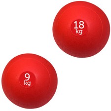 FXR Sports Set of 2 Red No Bounce Slam Balls 9kg & 18kg Medicine Ball Crossfit 