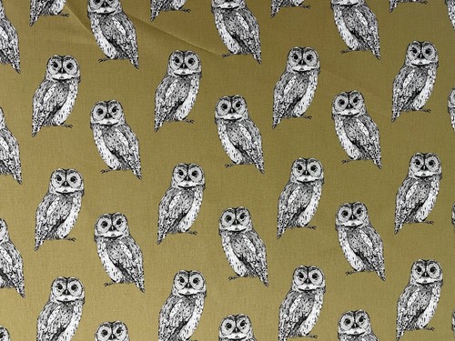Tawny owl cotton - owl, fabric