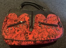 Vintage Y2K Living Dead Souls Red & Black Skull Print Hand Bag / Handbag / Studs
