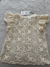 Zara Cream Lace Frill Top New